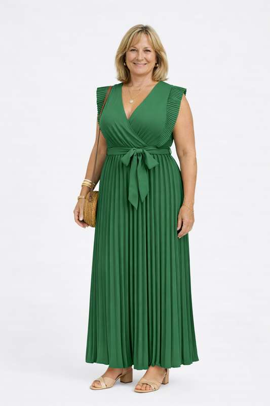 Alora | Women's Bodycon Dress With Pleated Skirt And Sleeveless Cut